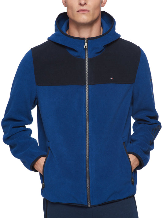 Tommy Hilfiger Men's Hooded Midnight/Royal Blue Fleece Jacket