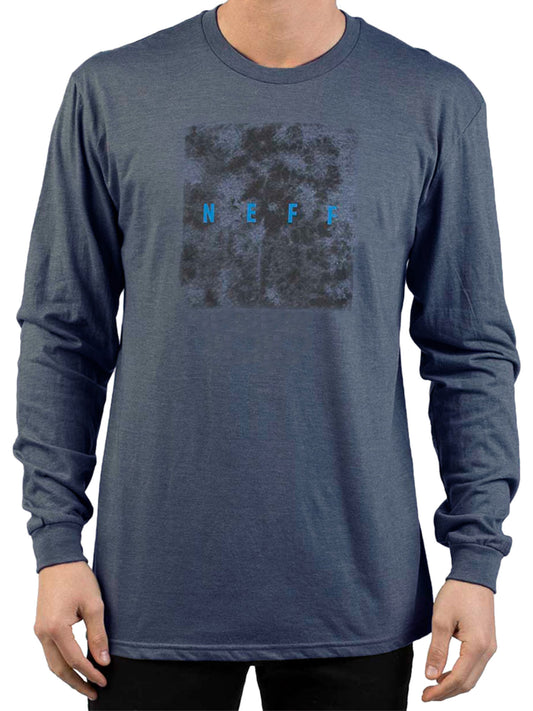 Neff Men's Navy Heather Quad Long-Sleeve Graphic-Print T-Shirt