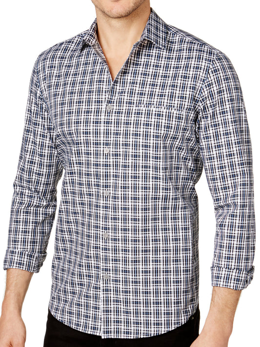 Alfani Mens Blue Button Down Shirt