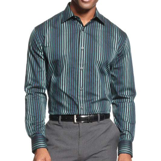 Alfani Men's Black Striped Button Down Shirt