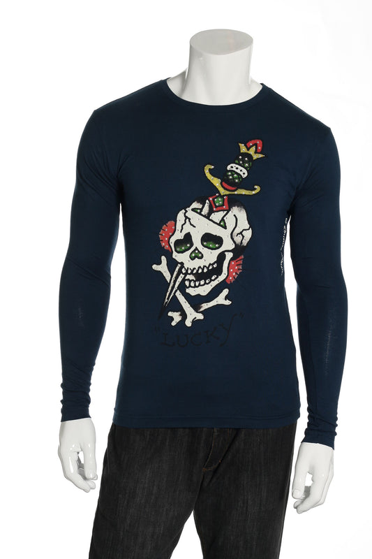Ed Hardy Mens Blue Graphic T-Shirt