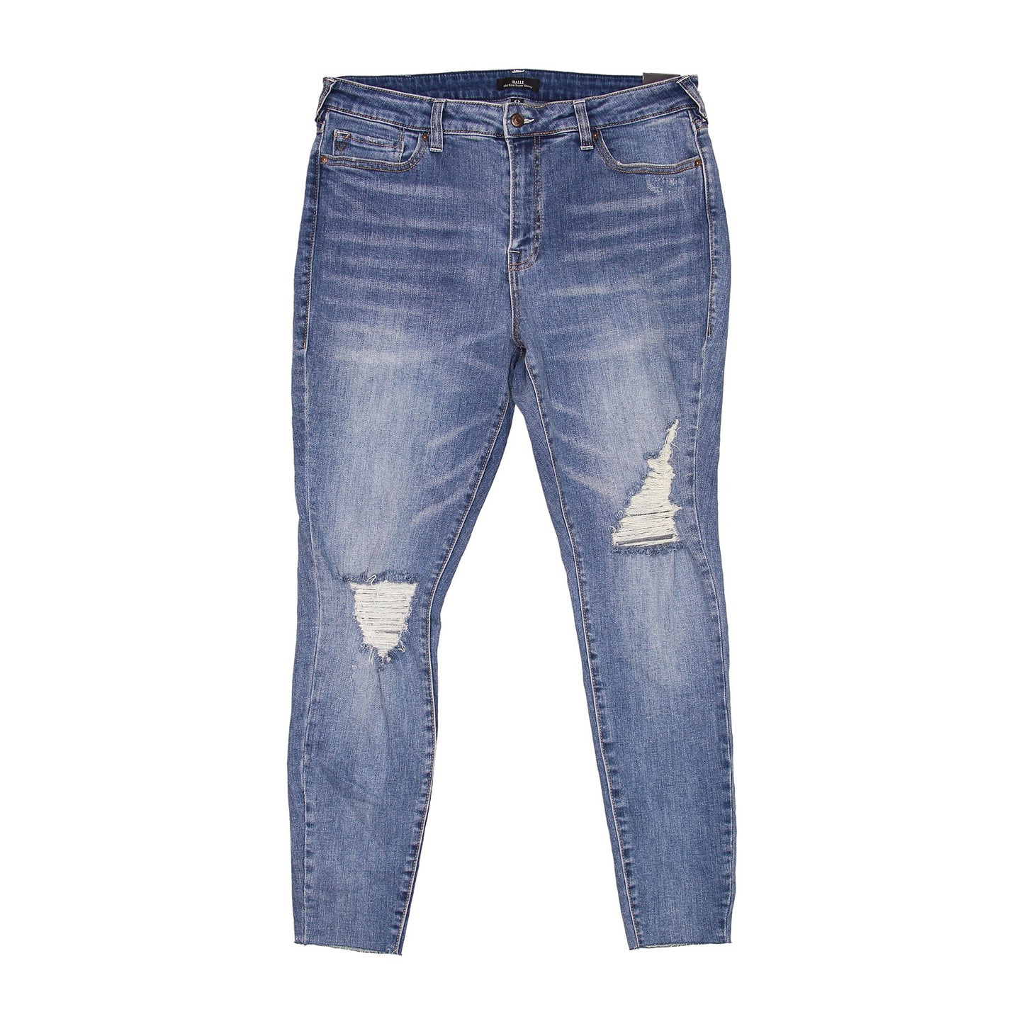 True Religion Halle Womens Deep Sleep W/ Destroy Mid-Rise Skinny Fit Jeans