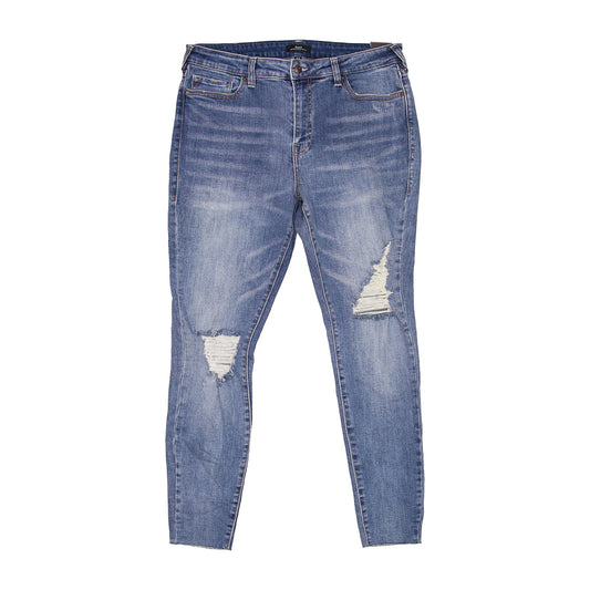 True Religion Halle Womens Deep Sleep W/ Destroy Mid-Rise Skinny Fit Jeans