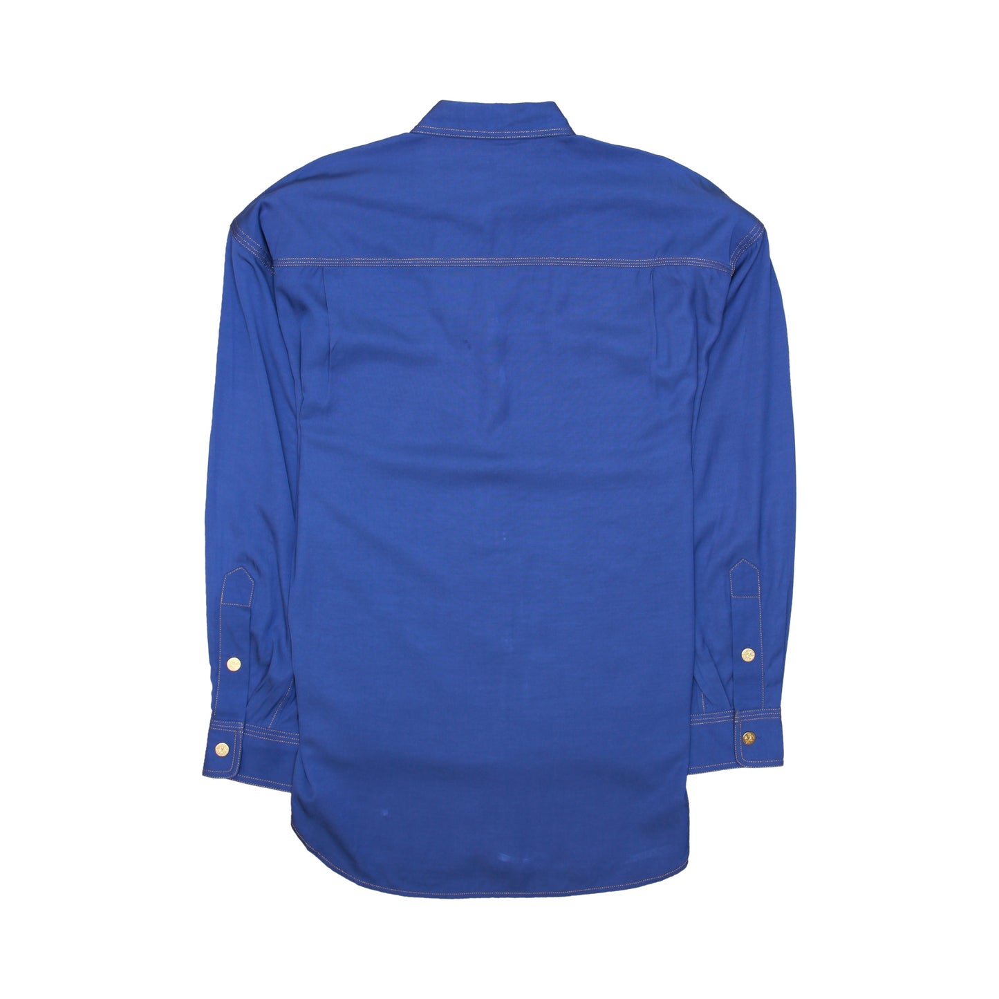 Polo Ralph Lauren Womens Blue Gold Stitching & Buttons Down Shirt