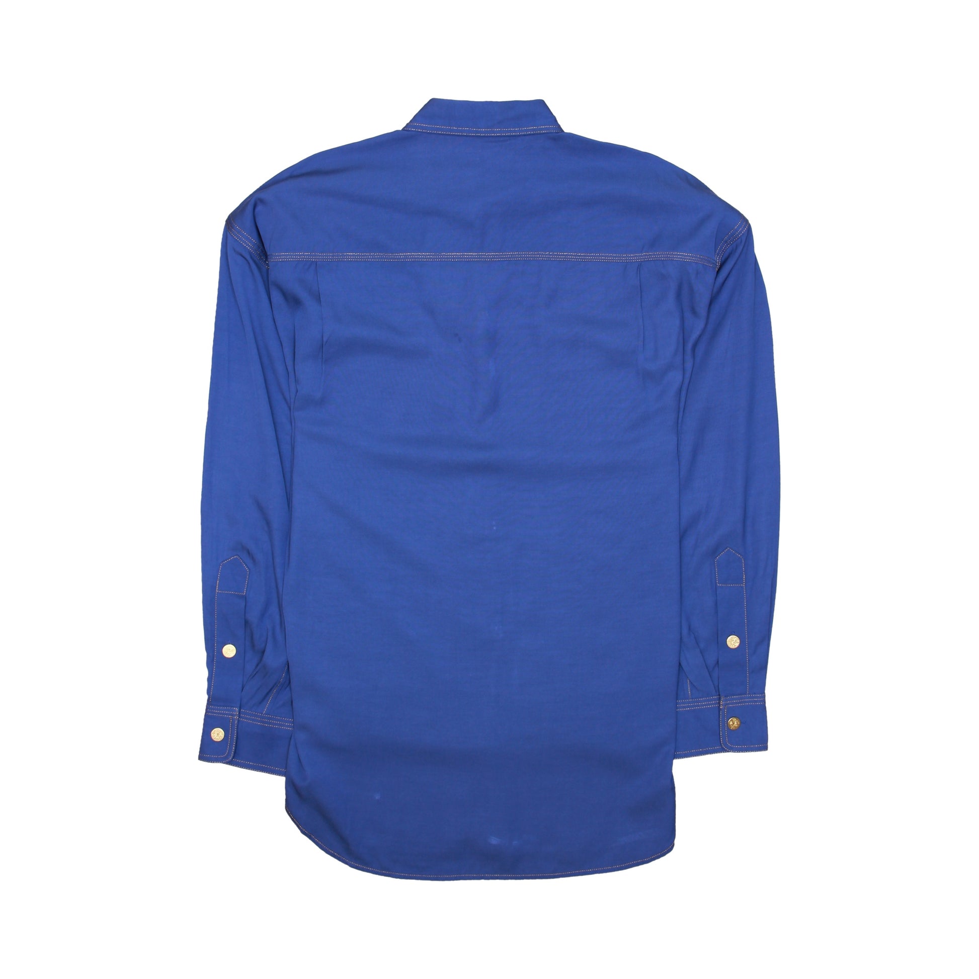 Polo Ralph Lauren Womens Blue Gold Stitching & Buttons Down Shirt