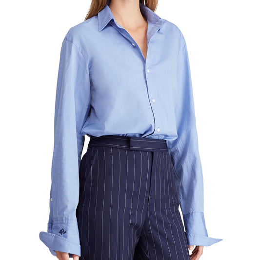 Polo Ralph Lauren Womens Blue Monogram Cotton Shirt Blouse