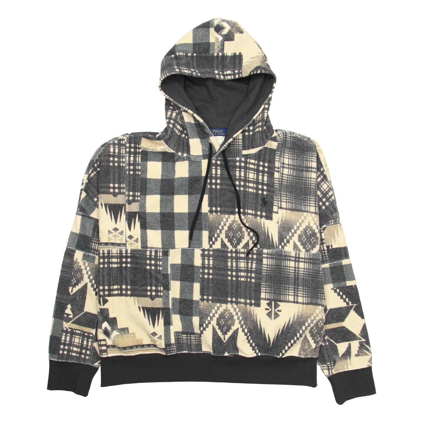 Polo Ralph Lauren Men's Beige Fleece Patchwork Pullover Hoodie