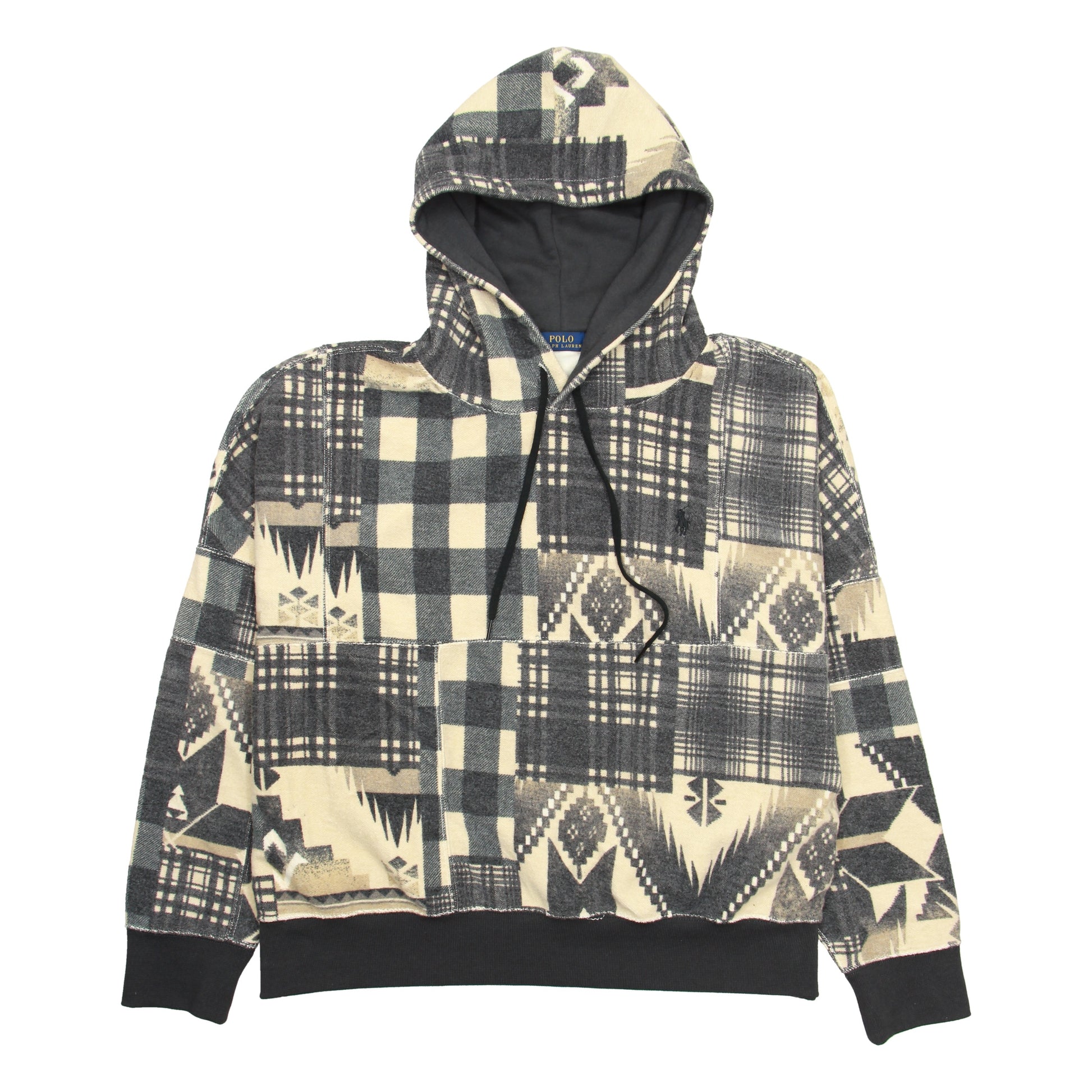 Polo Ralph Lauren Men's Beige Fleece Patchwork Pullover Hoodie