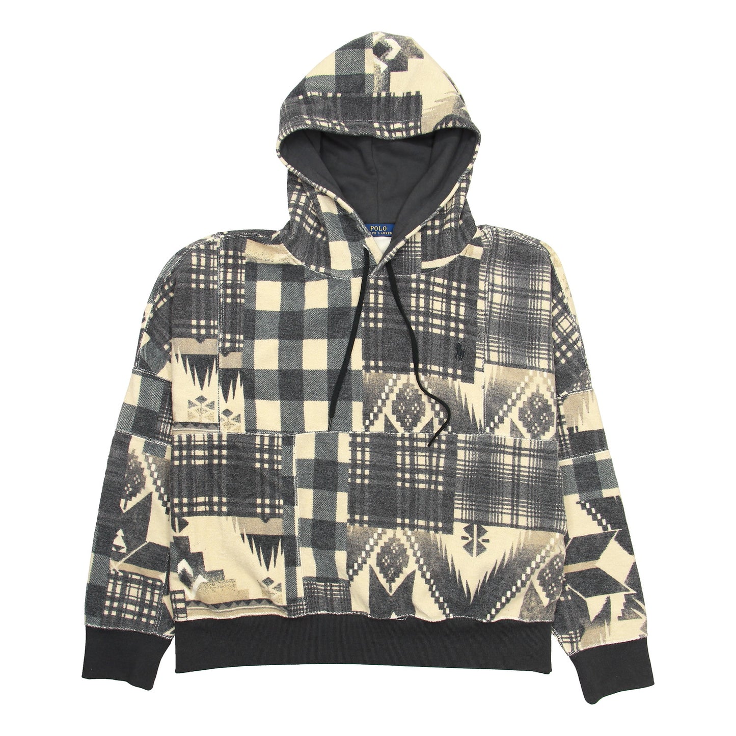 Polo Ralph Lauren Men's Beige Fleece Patchwork Pullover Hoodie