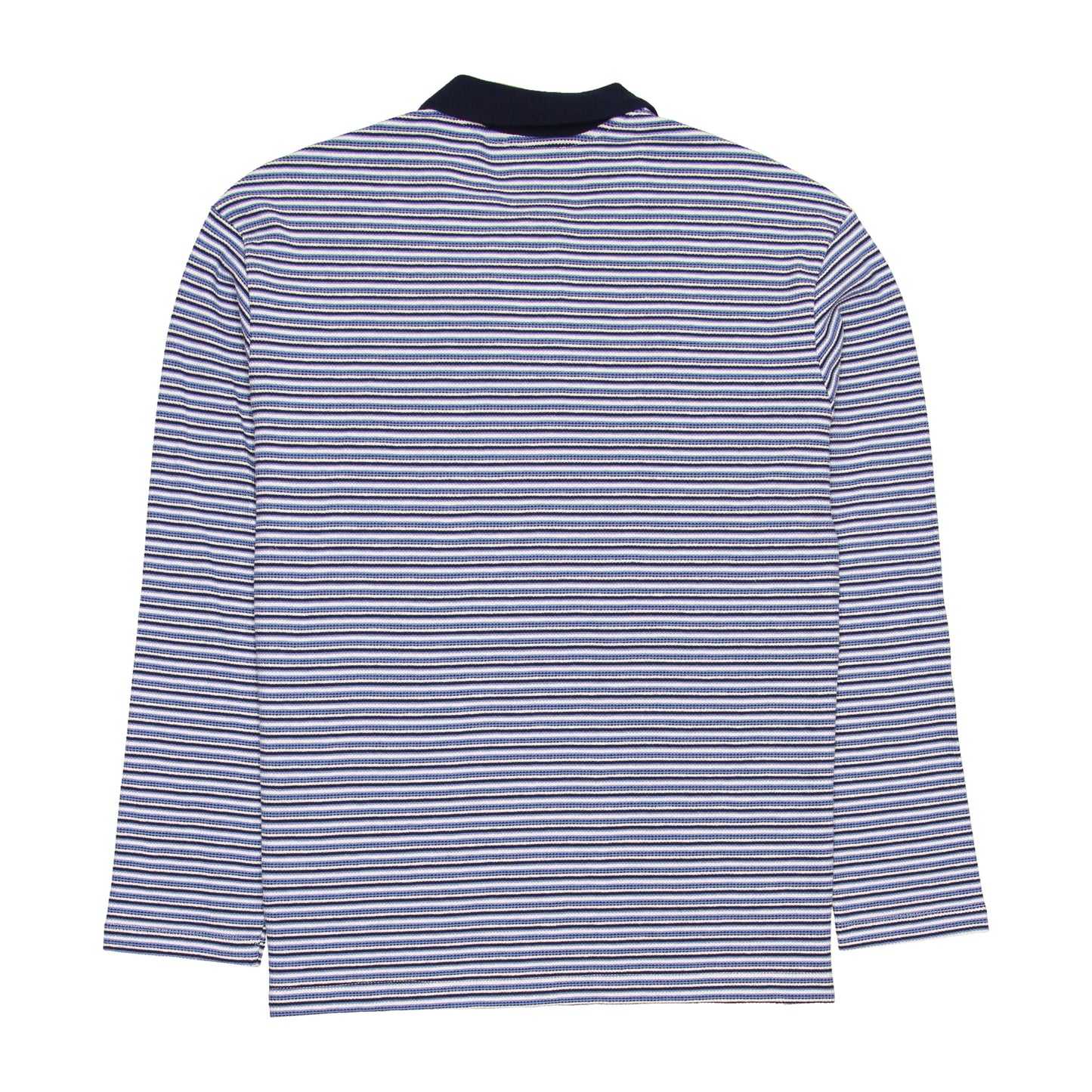 Ted Baker Beer Men's Long Sleeve Textured Blue Striped Quarter Zip Polo Shirt