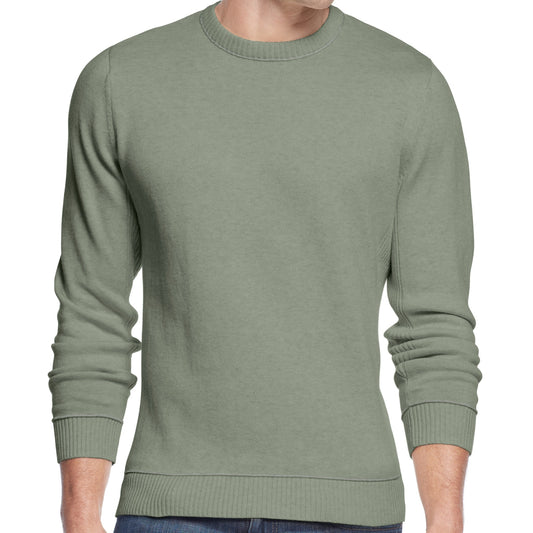 Club Room Mens Gypsy Green Heather Cotton Crewneck Sweater