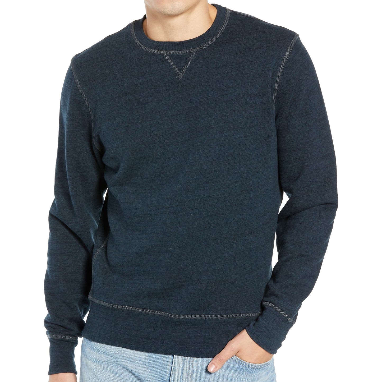 Levis Made & Crafted Mens Blueshade Heather Crew Neck Sweatshirt
