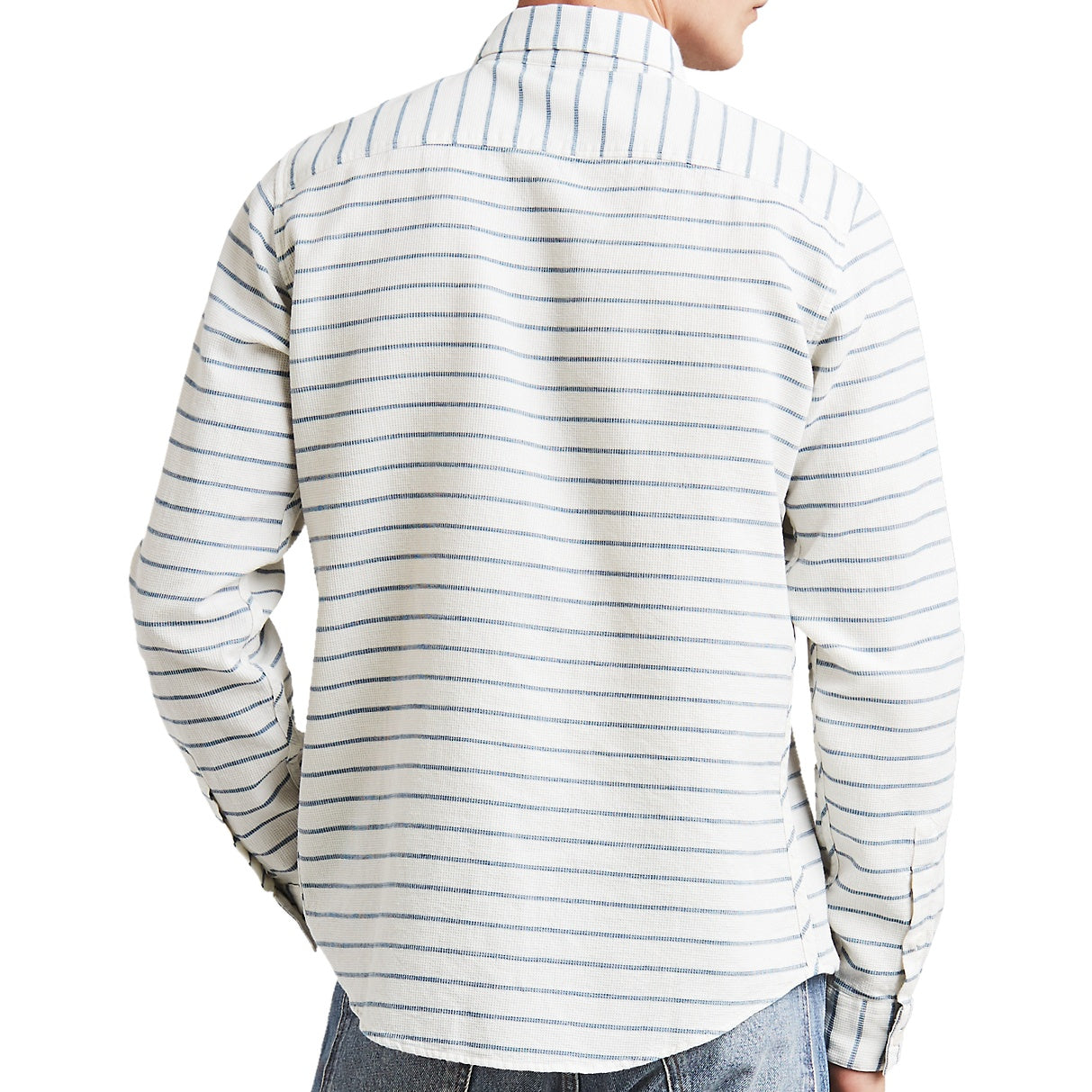Levis Made & Crafted Mens Off White Striped Cotton/Linen Blend Button Down Shirt