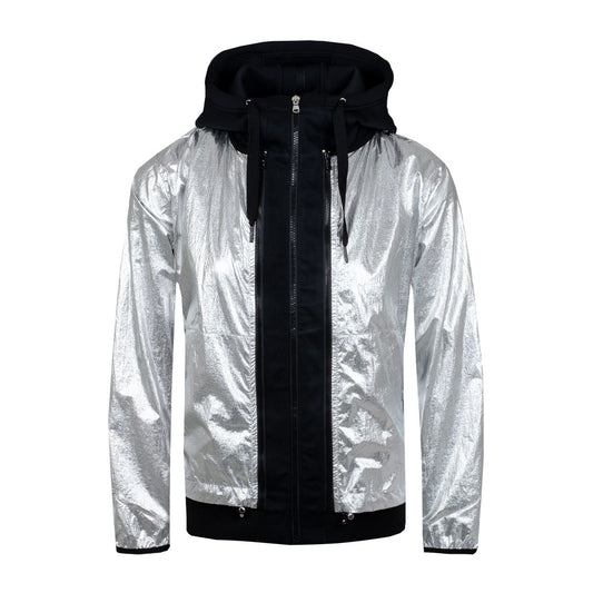 RLX Polo Golf Ralph Lauren Womens Silver Metallic Hybrid 3-In-1 Jacket