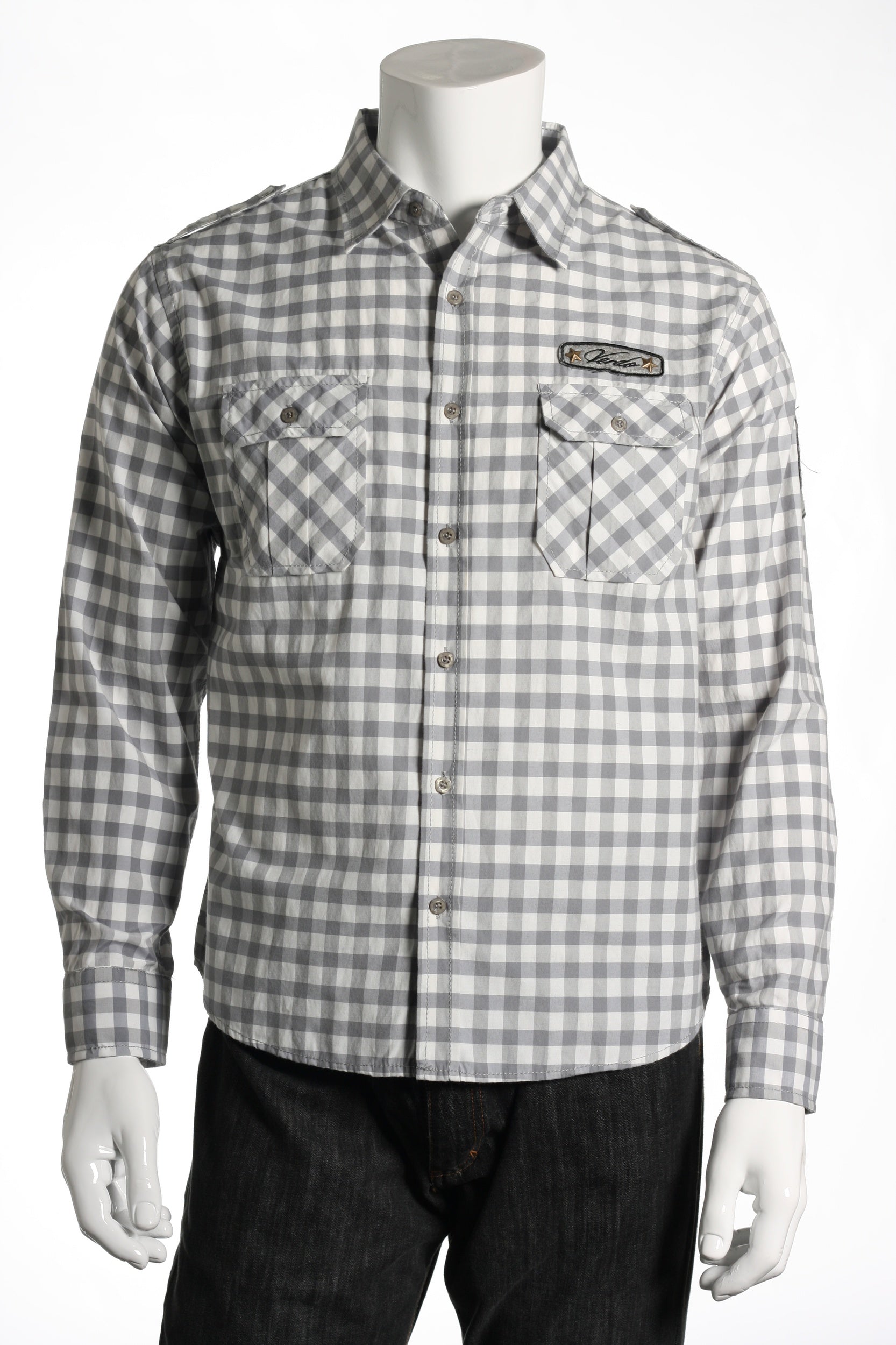 Verdo Men's Gray Military Shirt