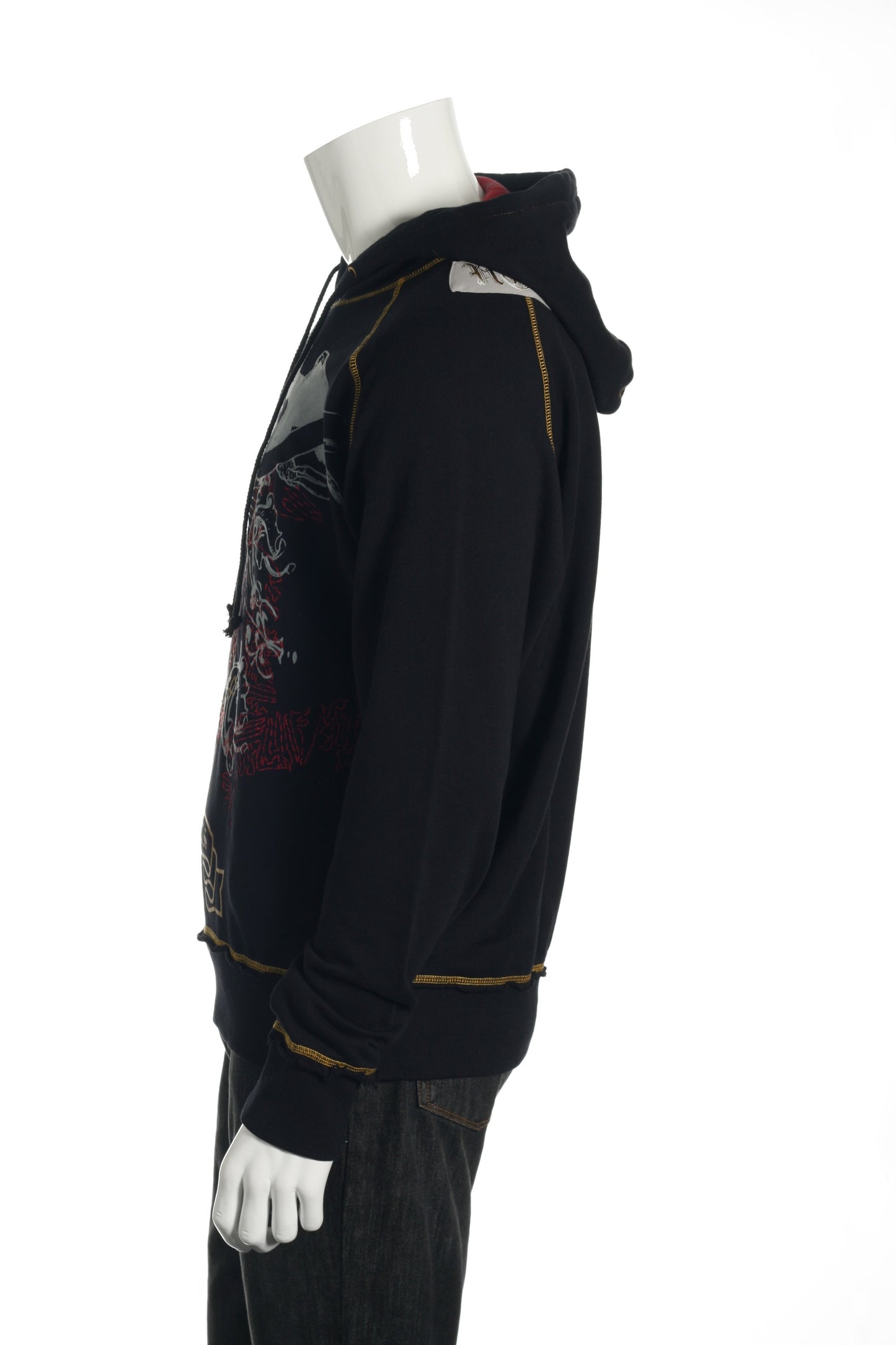 ONOVO Royaluxe Mens Black Skull & Eagle Graphic Cotton Hoodie Sweatshirt