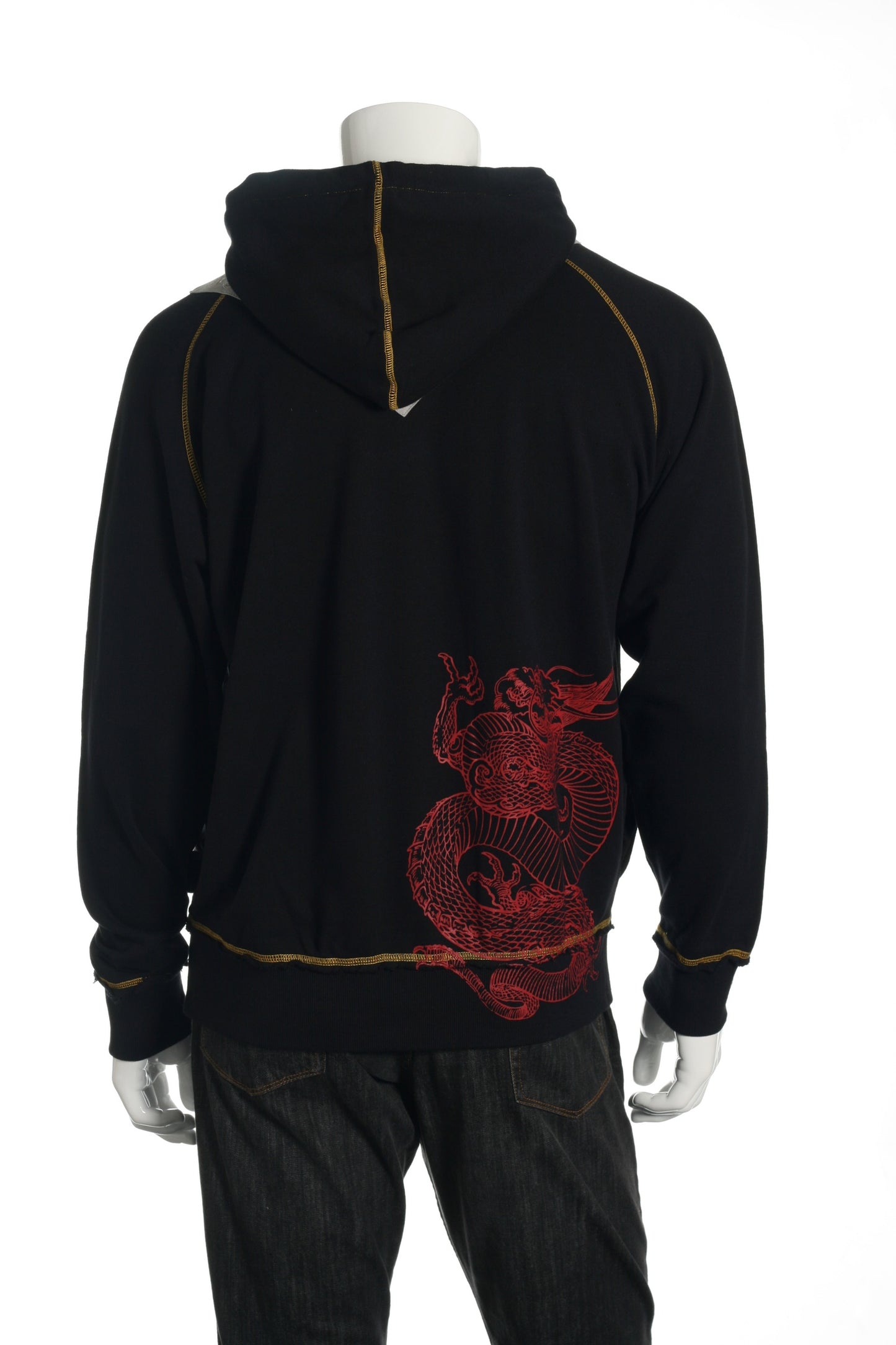 ONOVO Royaluxe Mens Black Skull & Eagle Graphic Cotton Hoodie Sweatshirt