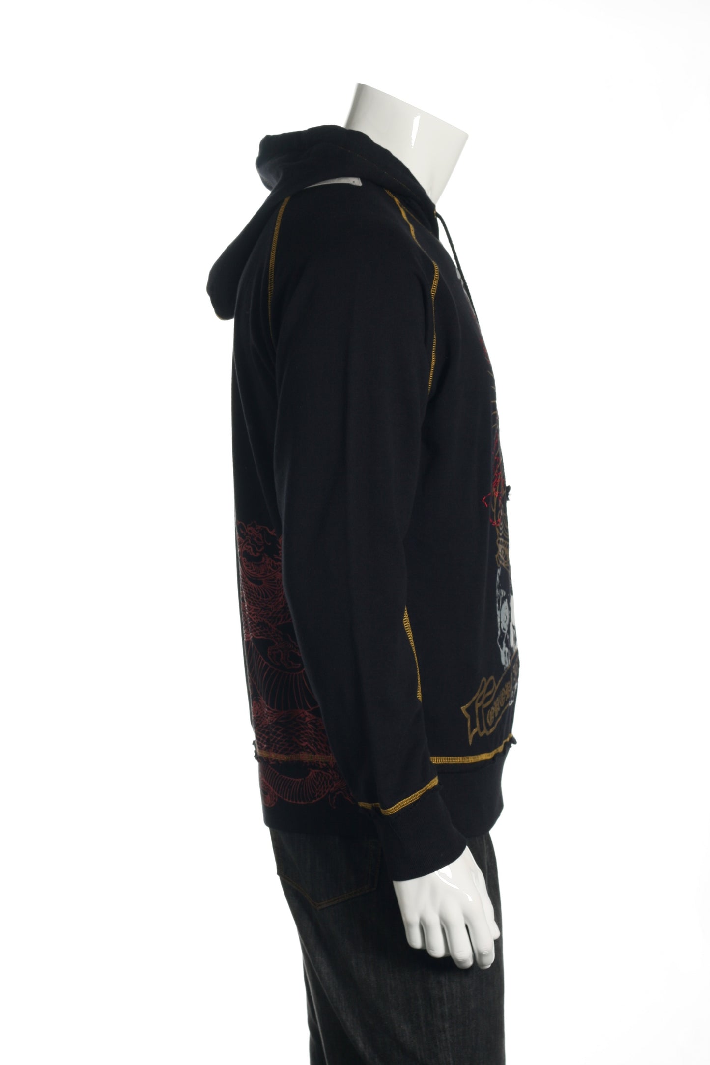 ONOVO Royaluxe Mens Black Skull & Eagle Graphic Cotton Hoodie Sweatshirt