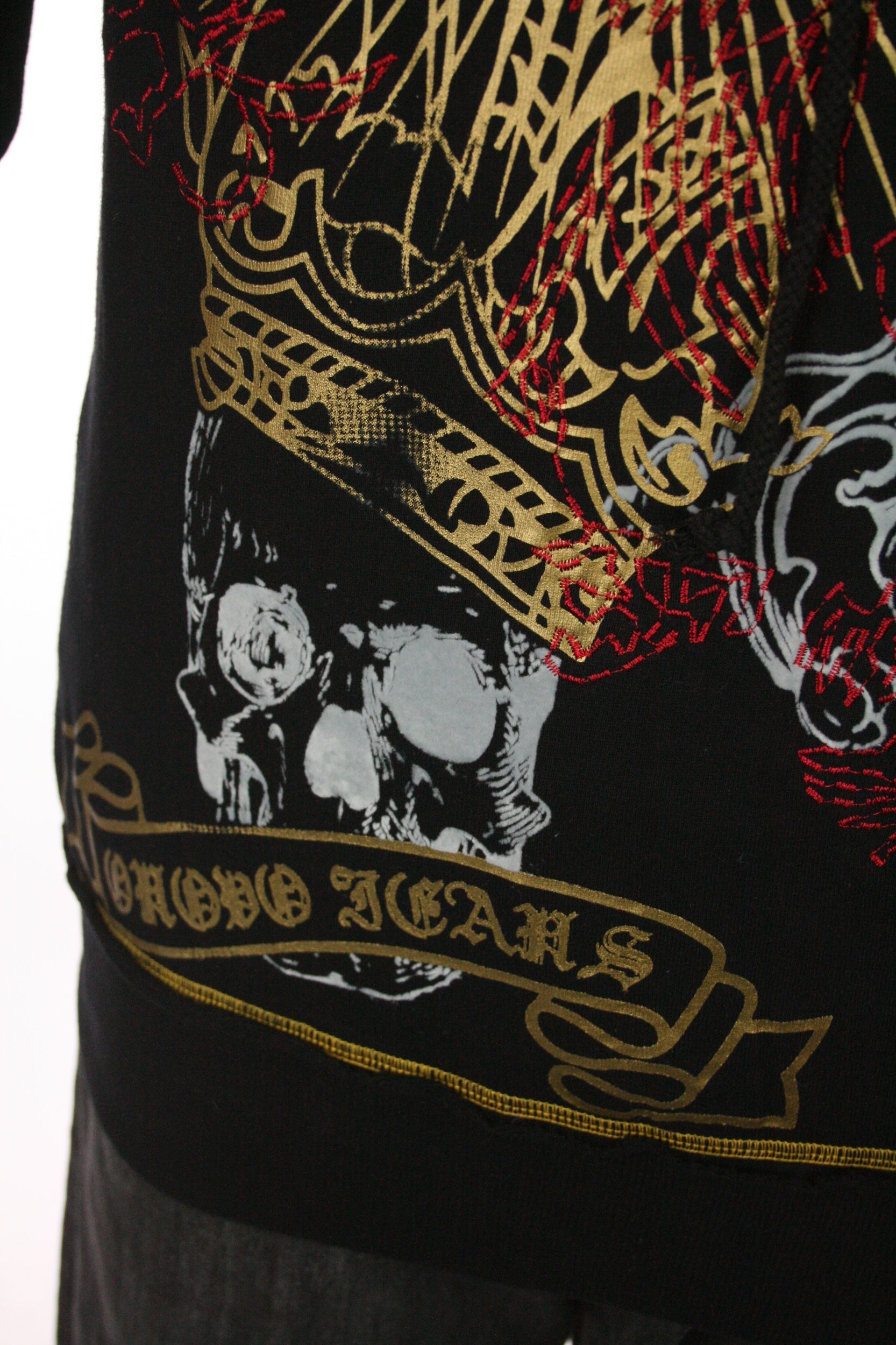 ONOVO Royaluxe Mens Black Skull & Eagle Graphic Cotton Hoodie Sweatshirt