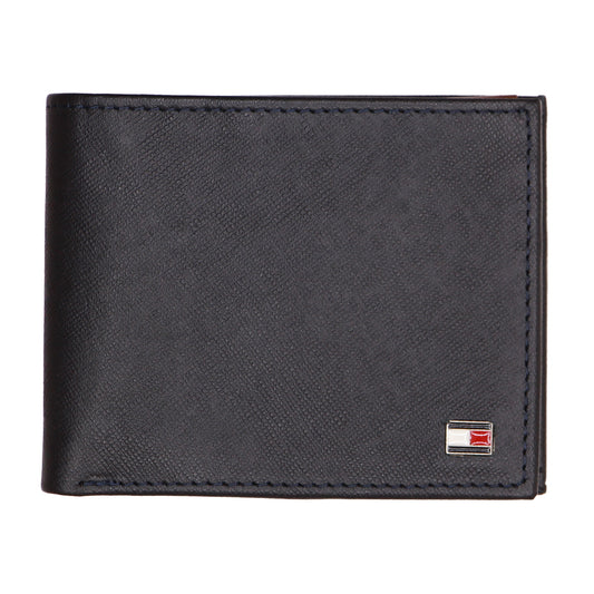 Tommy Hilfiger Men's Navy Leather Bi-Fold Wallet with RFID Protection