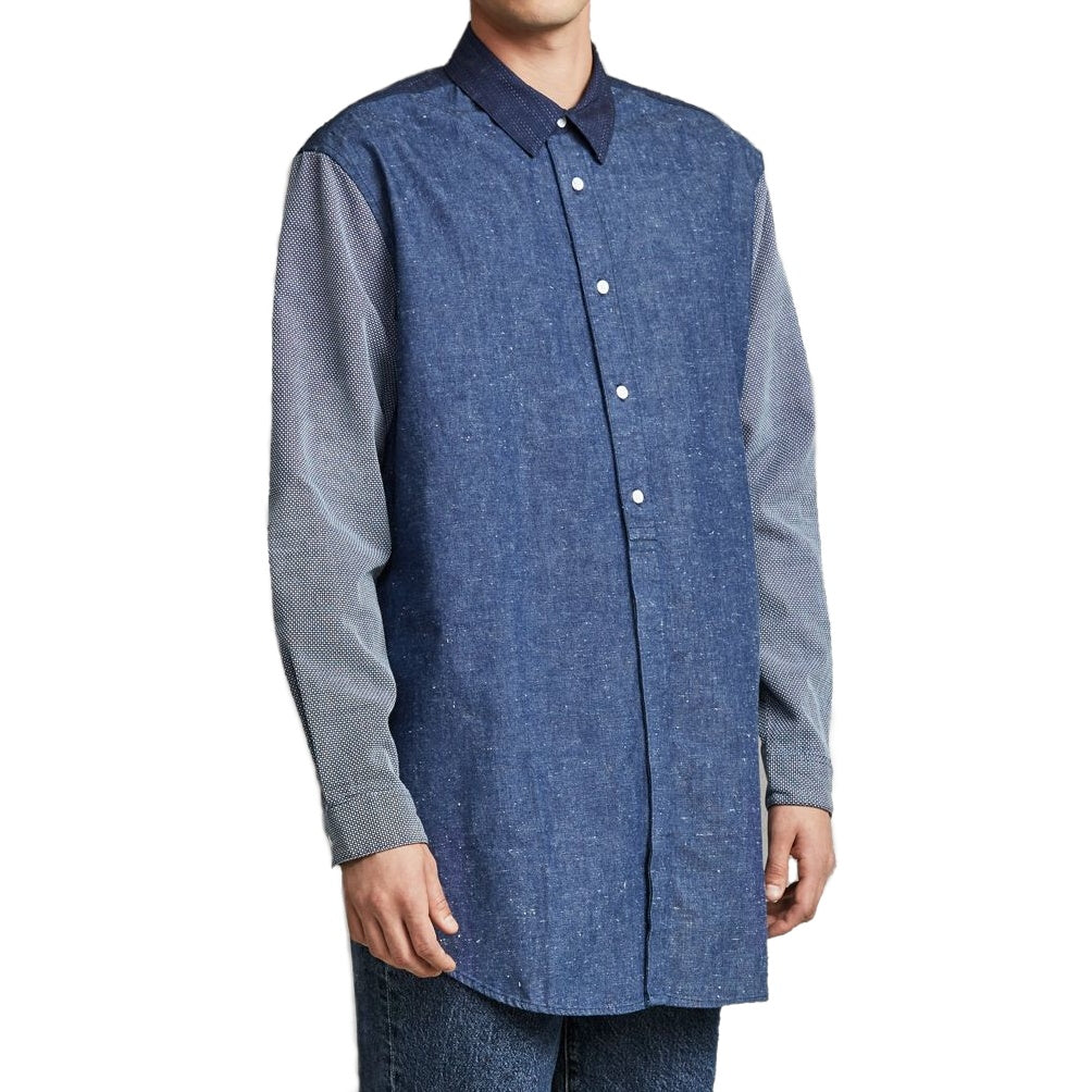 Levis Made & Crafted Mens Blues Cotton/Linen Popover Button Down Shirt