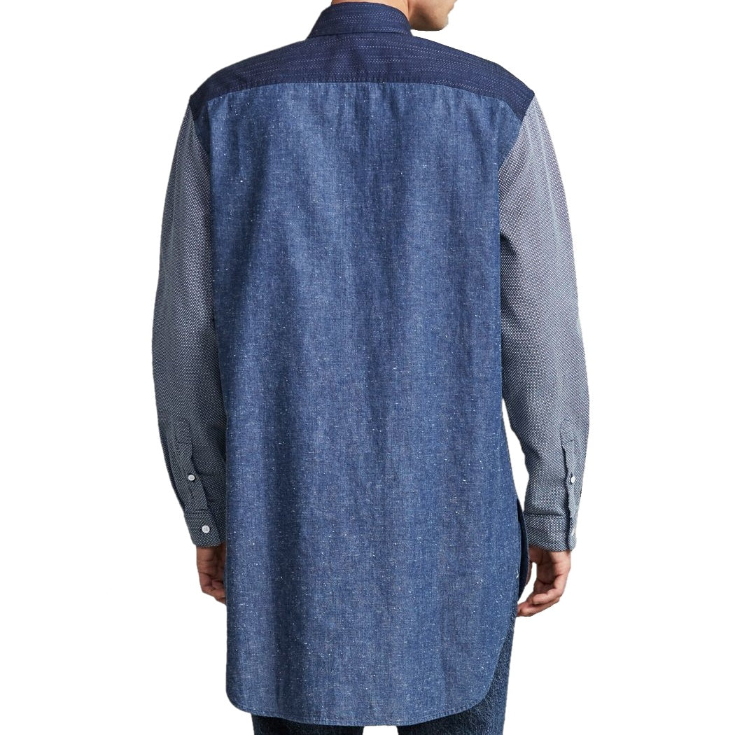 Levis Made & Crafted Mens Blues Cotton/Linen Popover Button Down Shirt