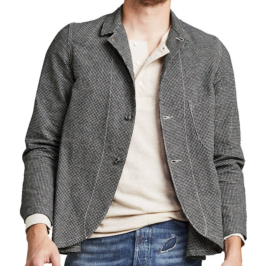 Levis Mens Black Houndstooth Linen/Cotton Button Down Shirt