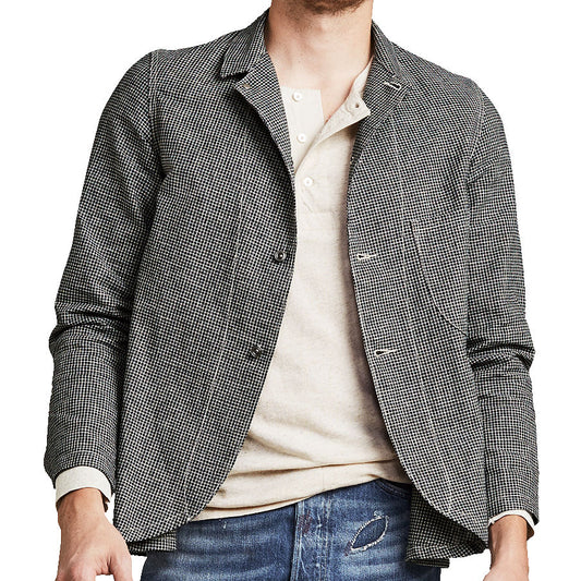 Levis Mens Black Houndstooth Linen/Cotton Button Down Shirt
