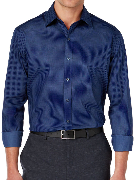 Tasso Elba Mens Regular-Fit Foulard-Print Blue Combo Button Down Shirt