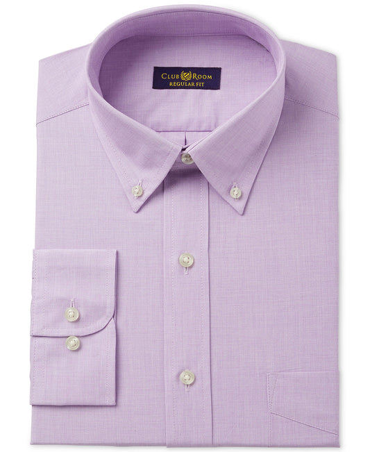 Club Room Estate Men's Classic-Fit Wrinkle Resistant Lavender Dress Shirt