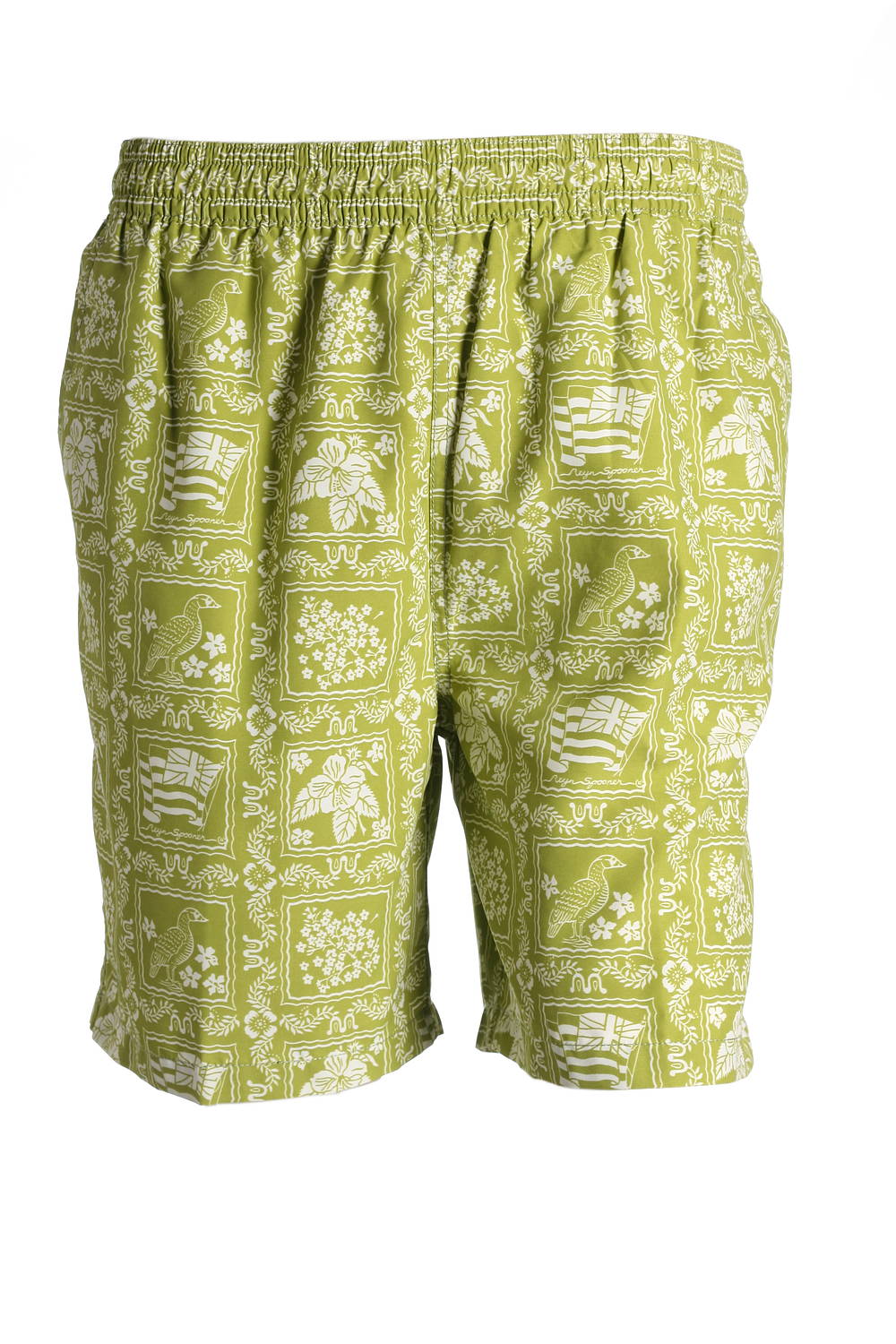Reyn Spooner 'Lahaina Sail' Men's Green Graphic Swim Trunks