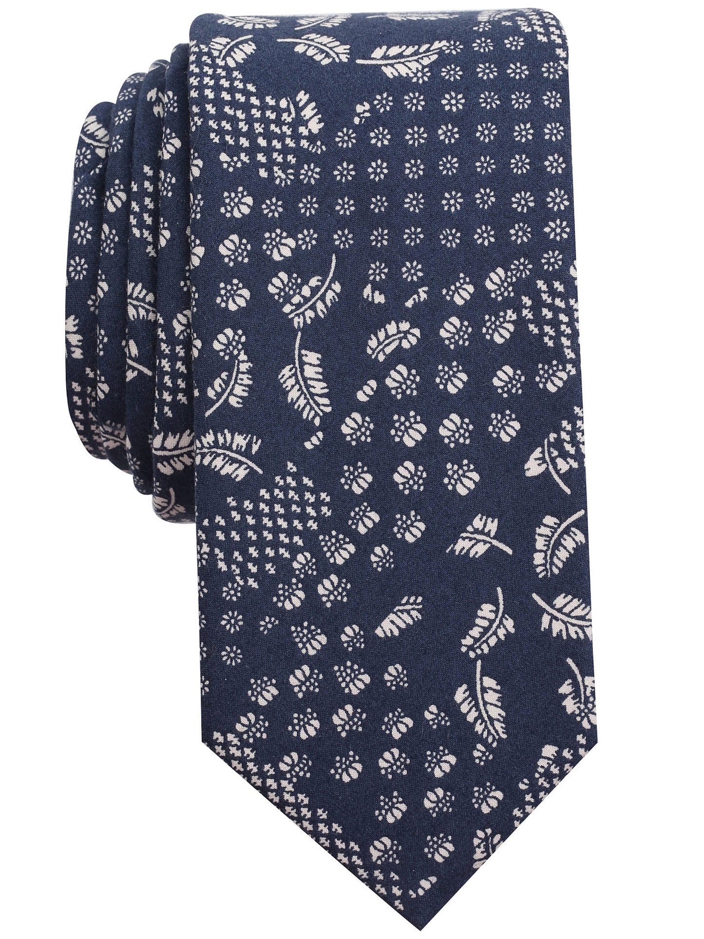 Bar III Men's Floral Pattern Patchwork Print Skinny Tie (Navy)