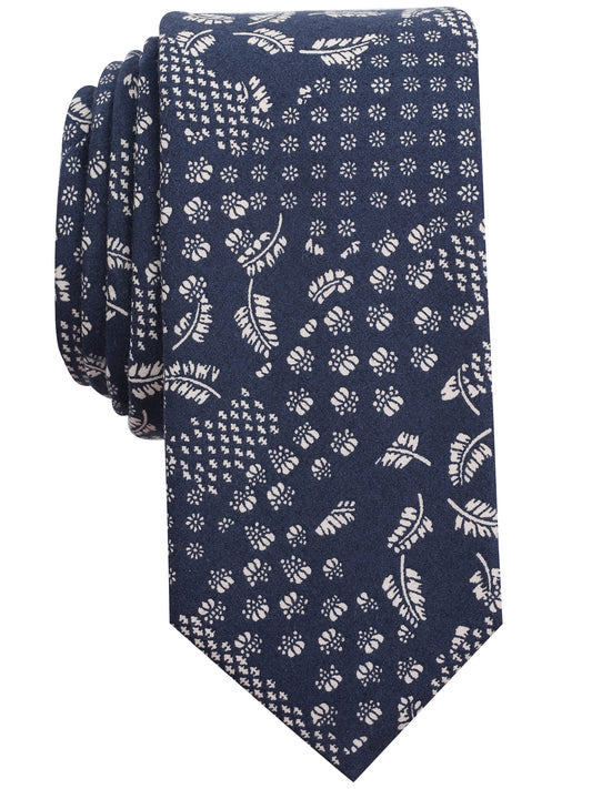 Bar III Men's Floral Pattern Patchwork Print Skinny Tie (Navy)