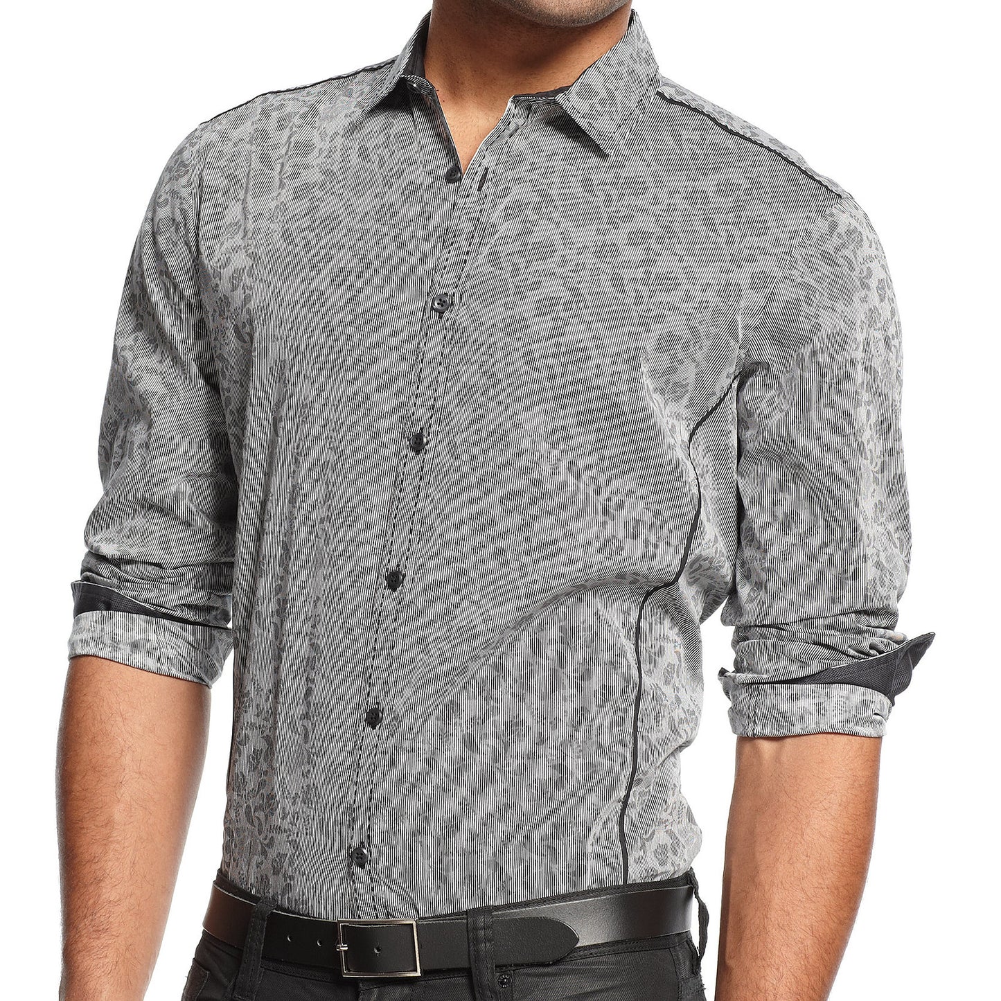 INC International Concepts Men's Gray Floral Button Down Shirt