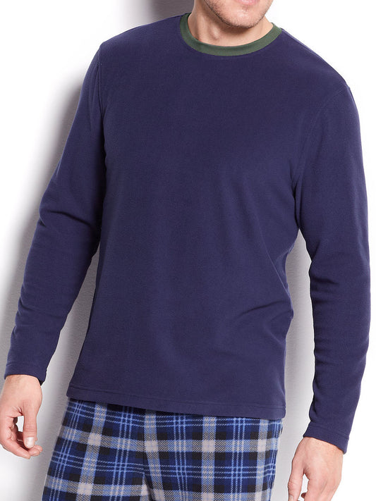 Club Room Mens Fleece Pullover (Large, Navy)