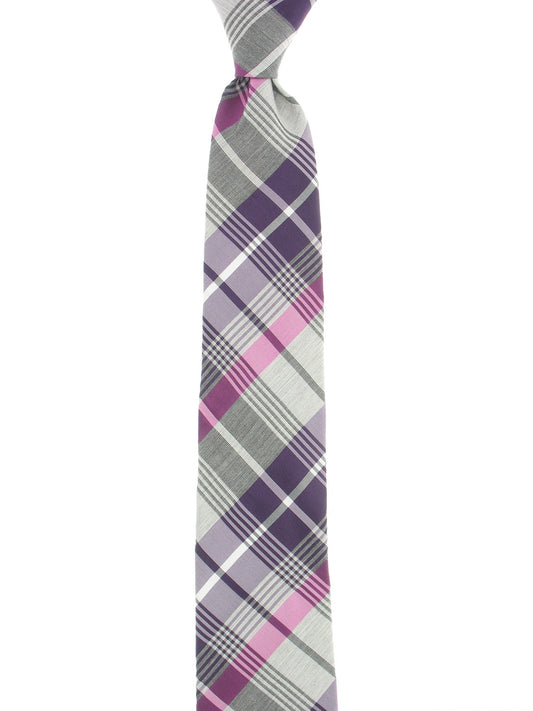Alfani Men's Charcoal & Berry Plaid Tie