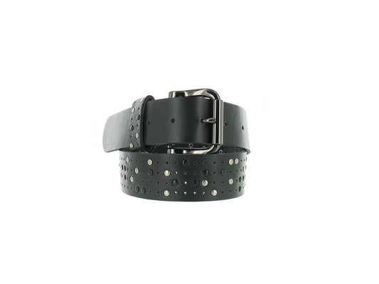 American Rag Men's Black Smooth Genuine Leather Gunmetal Casual Belt