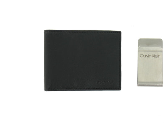 Calvin Klein Men's Black RFID Protected Bi-Fold Wallet Set (with Money Clip)