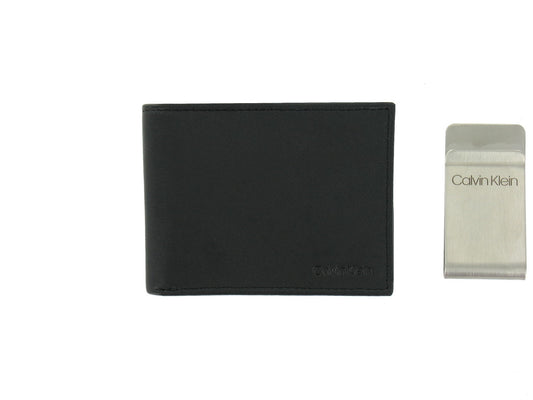 Calvin Klein Men's Black RFID Protected Bi-Fold Wallet Set (with Money Clip)