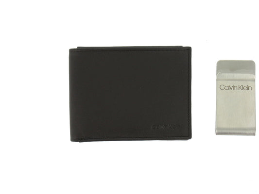 Calvin Klein Men's Chocolate RFID Protected Bi-Fold Wallet Set (with Money Clip)