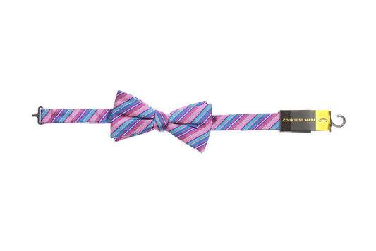 Countess Mara Men's Light Purple Striped Pre-Tied Bow Tie