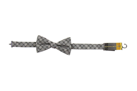 Countess Mara Men's Gray Plaid Pre-Tied Bow Tie