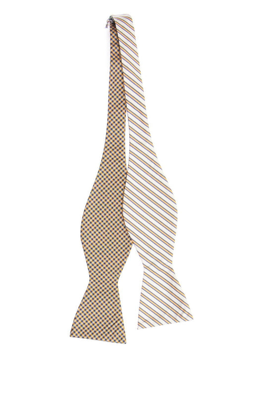 Countess Mara Men's Orange, White & Blue Striped Bow Tie