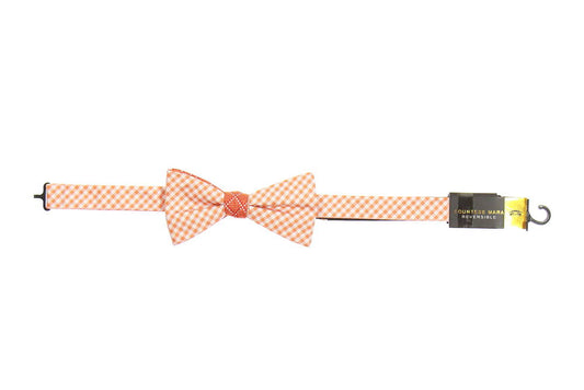Countess Mara Men's White & Orange Plaid Pre-Tied Bow Tie