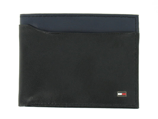 Tommy Hilfiger Men's Bi-Fold Wallet 2-Fold (Black/Navy) $48
