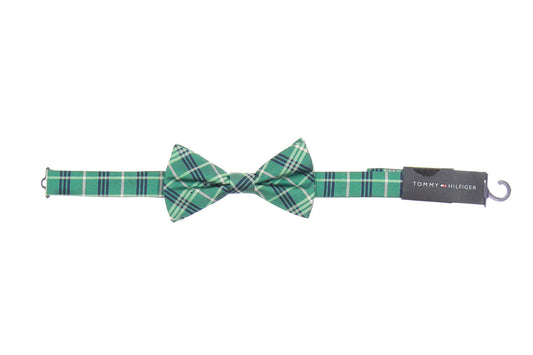 Tommy Hilfiger Men's Teal Plaid Pre-Tied Bow Tie