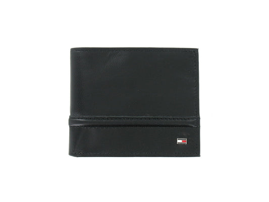 Tommy Hilfiger Men's Black Genuine Leather | ID Holder | Bi-Fold Wallet