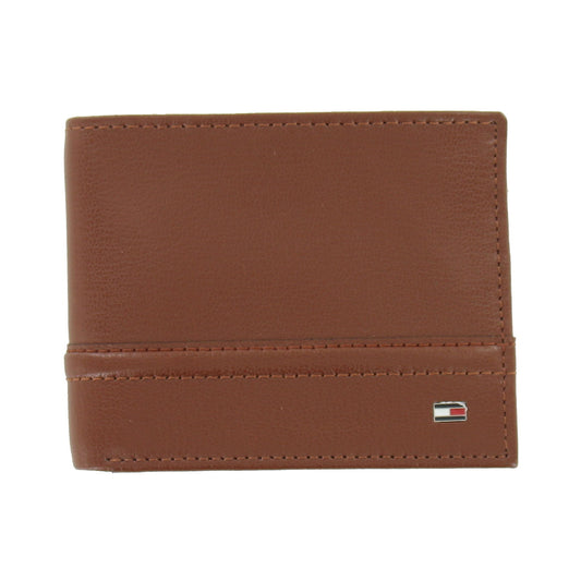 Tommy Hilfiger Mens Brown Distressed RFID Blocking Bi-Fold Wallet