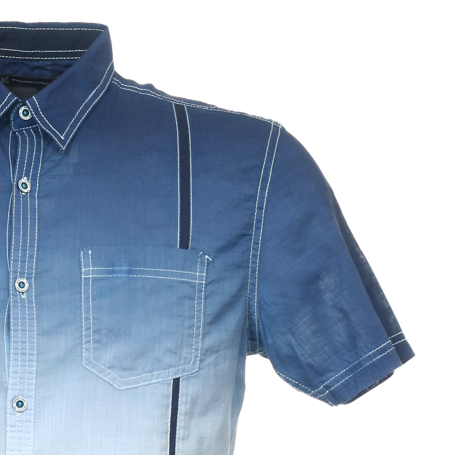 INC Intl Concepts Men’s Short Sleeve Blue White Gradient Shirt Button Front