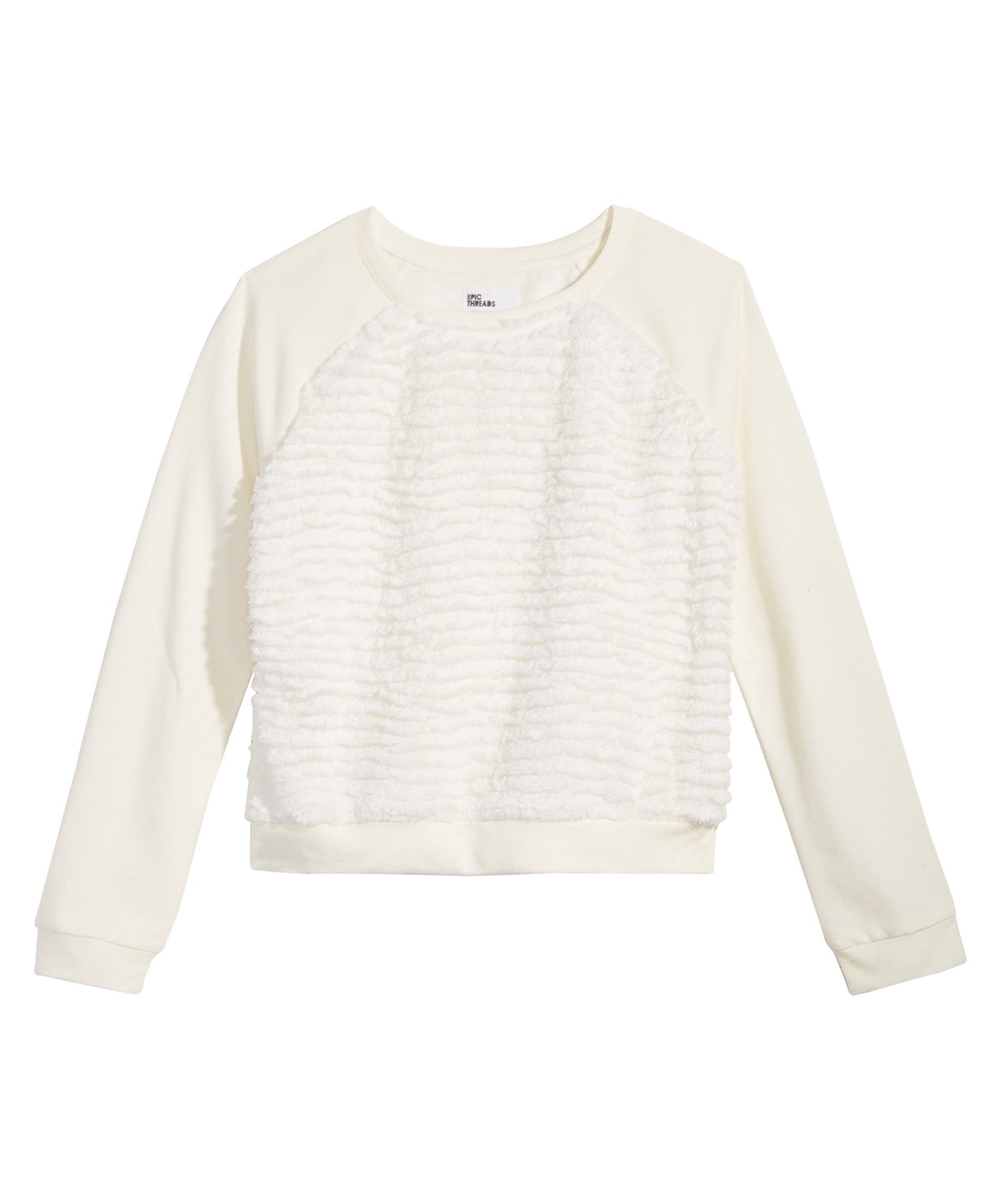 Epic Threads Girls Holiday Ivory Big Girls Faux-Fur Sweatshirt